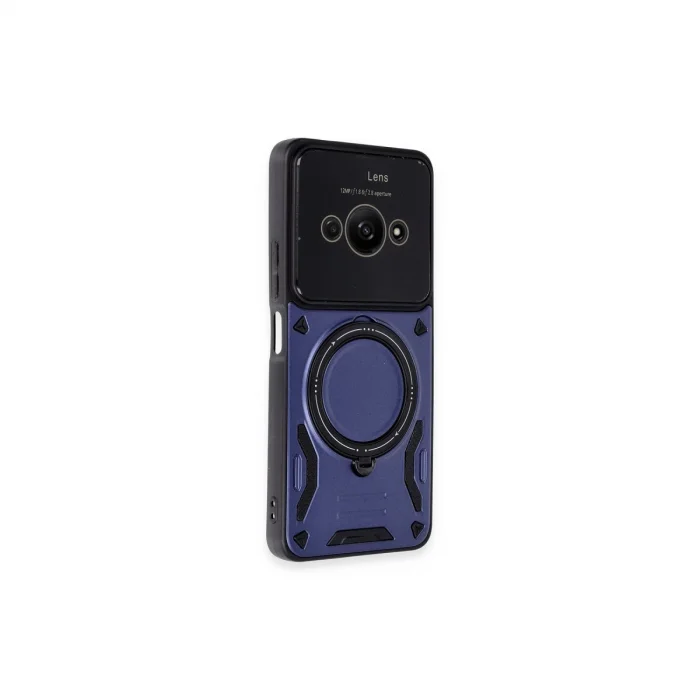BUĞZ Xiaomi Poco C61 Kılıf Joy Lens Standlı Kapak - Lacivert