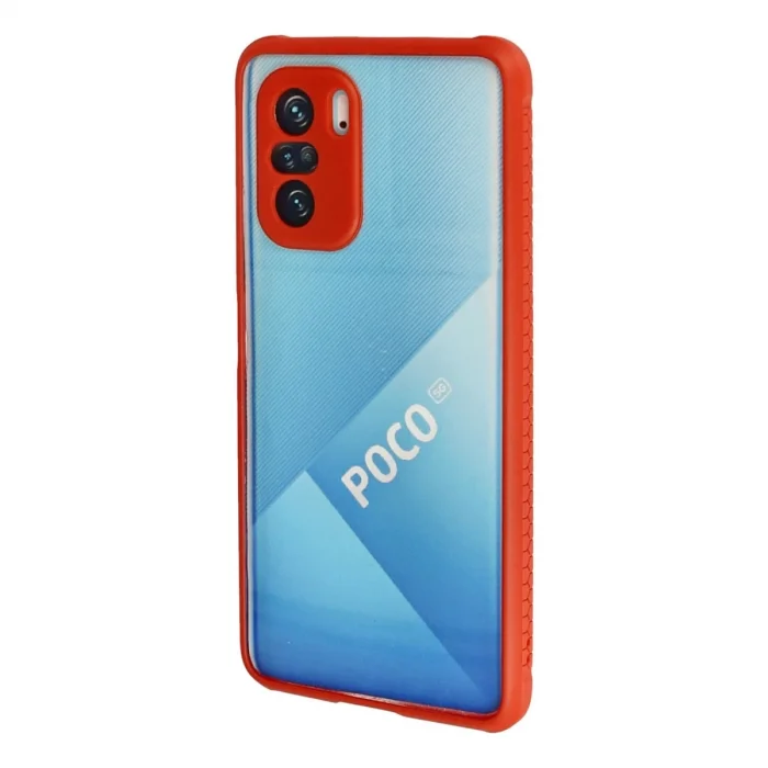 BUĞZ Xiaomi Poco F3 Kılıf Miami Şeffaf Silikon - Kırmızı
