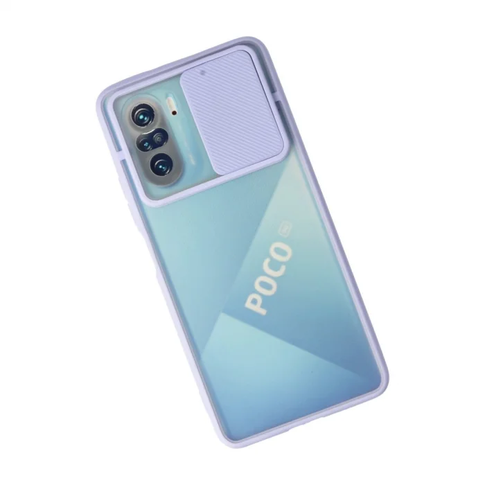 BUĞZ Xiaomi Poco F3 Kılıf Palm Buzlu Kamera Sürgülü Silikon - Lila