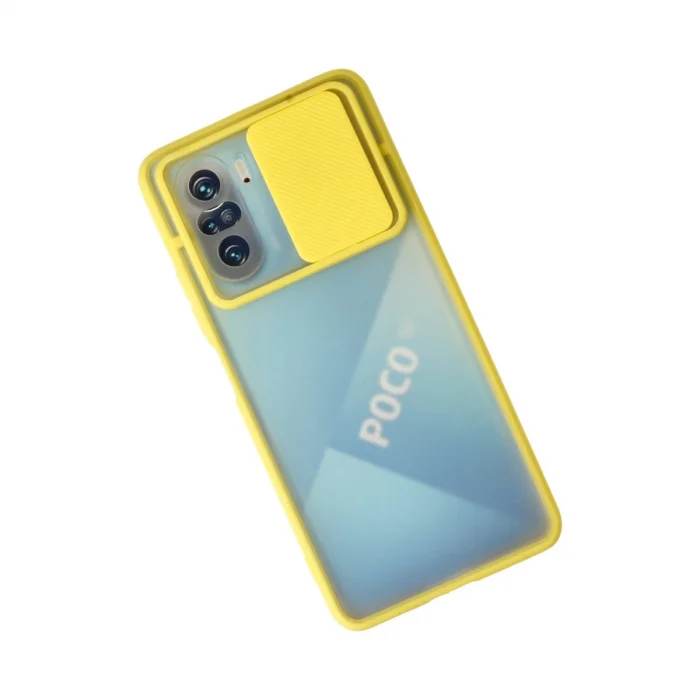 BUĞZ Xiaomi Poco F3 Kılıf Palm Buzlu Kamera Sürgülü Silikon - Sarı