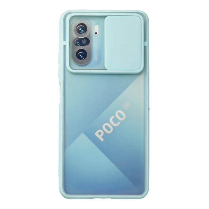 BUĞZ Xiaomi Poco F3 Kılıf Palm Buzlu Kamera Sürgülü Silikon - Turkuaz