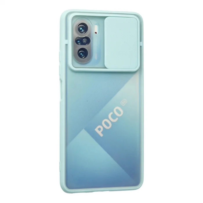 BUĞZ Xiaomi Poco F3 Kılıf Palm Buzlu Kamera Sürgülü Silikon - Turkuaz