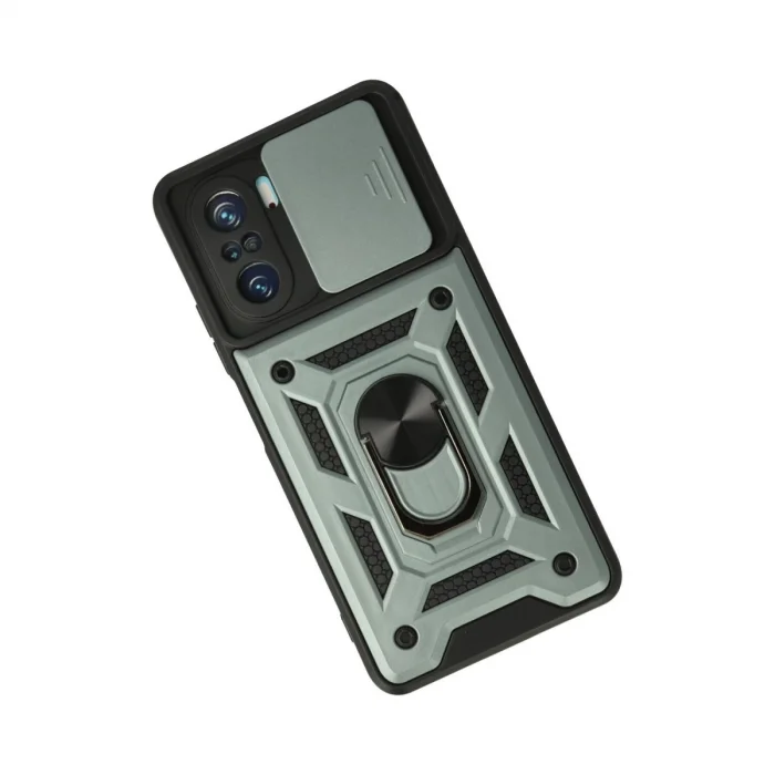 BUĞZ Xiaomi Poco F3 Kılıf Pars Lens Yüzüklü Silikon - Yeşil