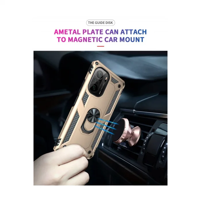 BUĞZ Xiaomi Poco F3 Kılıf Sofya Yüzüklü Silikon Kapak - Gold