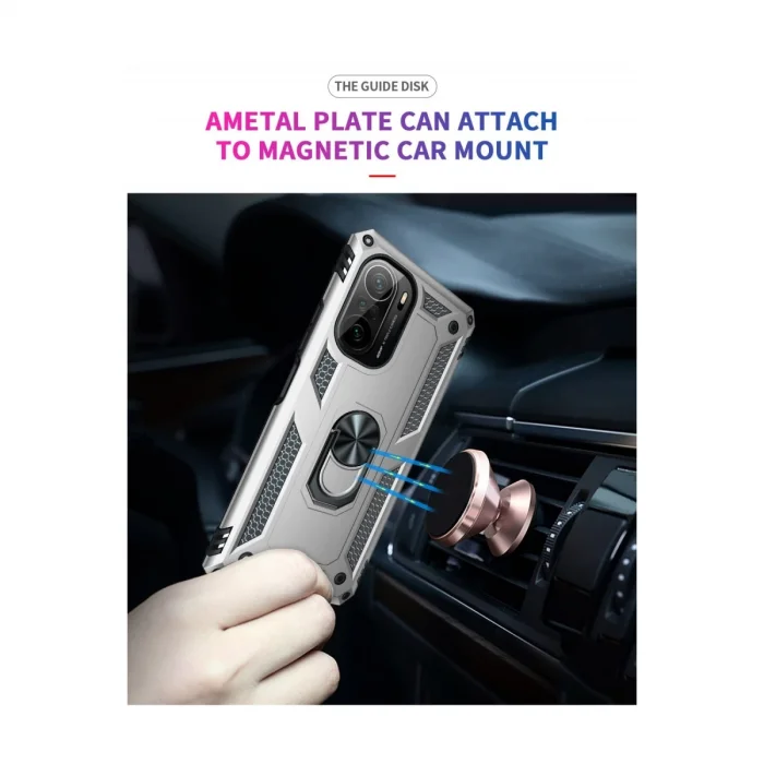 BUĞZ Xiaomi Poco F3 Kılıf Sofya Yüzüklü Silikon Kapak - Gümüş