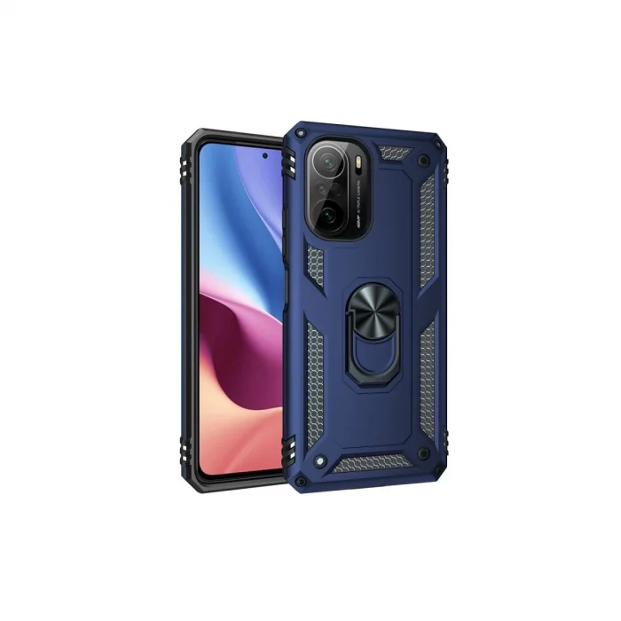 BUĞZ Xiaomi Poco F3 Kılıf Sofya Yüzüklü Silikon Kapak - Lacivert