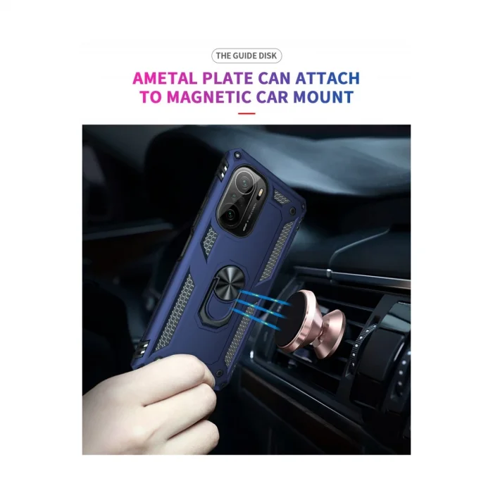 BUĞZ Xiaomi Poco F3 Kılıf Sofya Yüzüklü Silikon Kapak - Lacivert