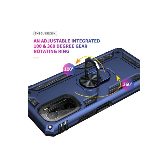 BUĞZ Xiaomi Poco F3 Kılıf Sofya Yüzüklü Silikon Kapak - Lacivert