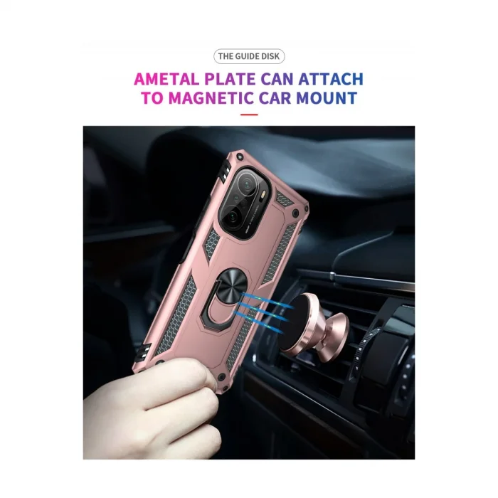 BUĞZ Xiaomi Poco F3 Kılıf Sofya Yüzüklü Silikon Kapak - Rose