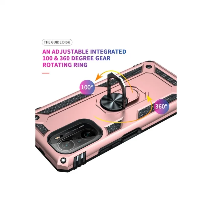 BUĞZ Xiaomi Poco F3 Kılıf Sofya Yüzüklü Silikon Kapak - Rose