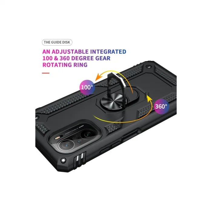 BUĞZ Xiaomi Poco F3 Kılıf Sofya Yüzüklü Silikon Kapak - Siyah