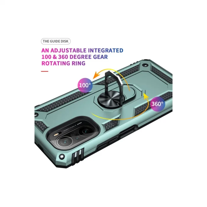 BUĞZ Xiaomi Poco F3 Kılıf Sofya Yüzüklü Silikon Kapak - Yeşil