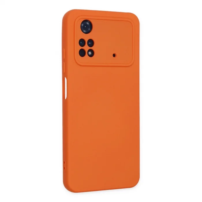 BUĞZ Xiaomi Poco M4 Pro 4g Kılıf Nano İçi Kadife Silikon - Turuncu