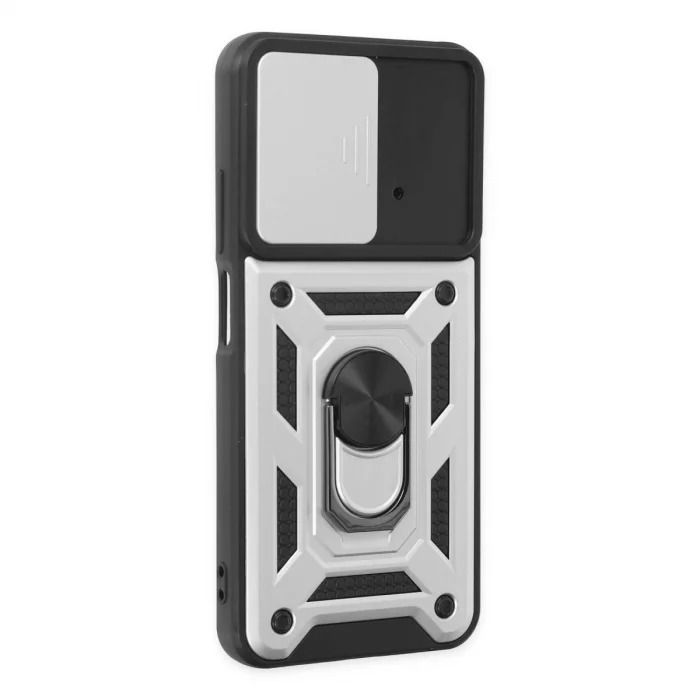 BUĞZ Xiaomi Poco M4 Pro 4g Kılıf Pars Lens Yüzüklü Silikon - Gümüş