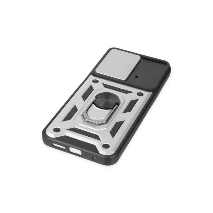 BUĞZ Xiaomi Poco M4 Pro 4g Kılıf Pars Lens Yüzüklü Silikon - Gümüş