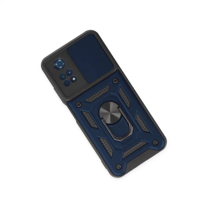 BUĞZ Xiaomi Poco M4 Pro 4g Kılıf Pars Lens Yüzüklü Silikon - Lacivert