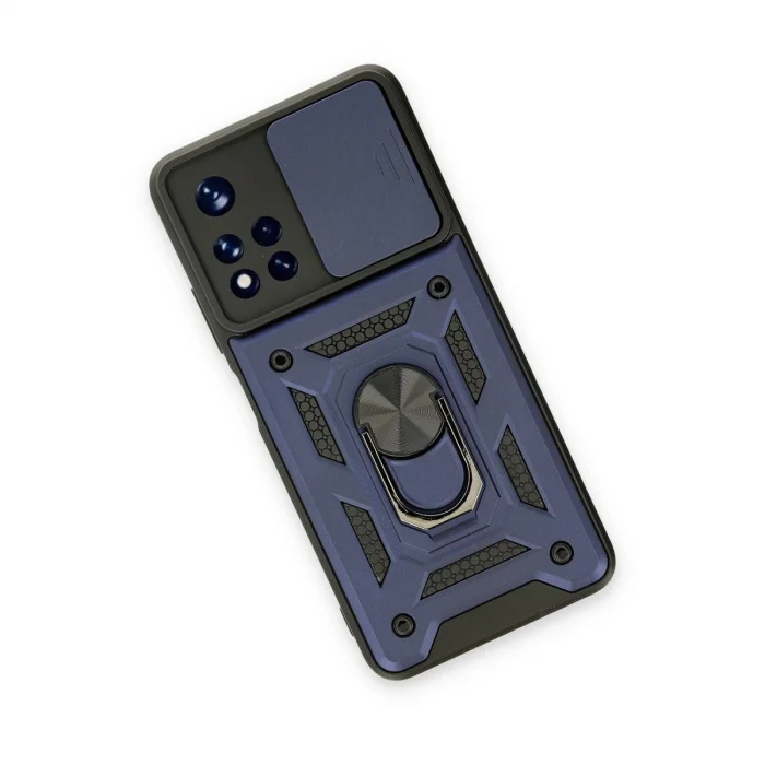 BUĞZ Xiaomi Poco M4 Pro 5g Kılıf Pars Lens Yüzüklü Silikon - Lacivert