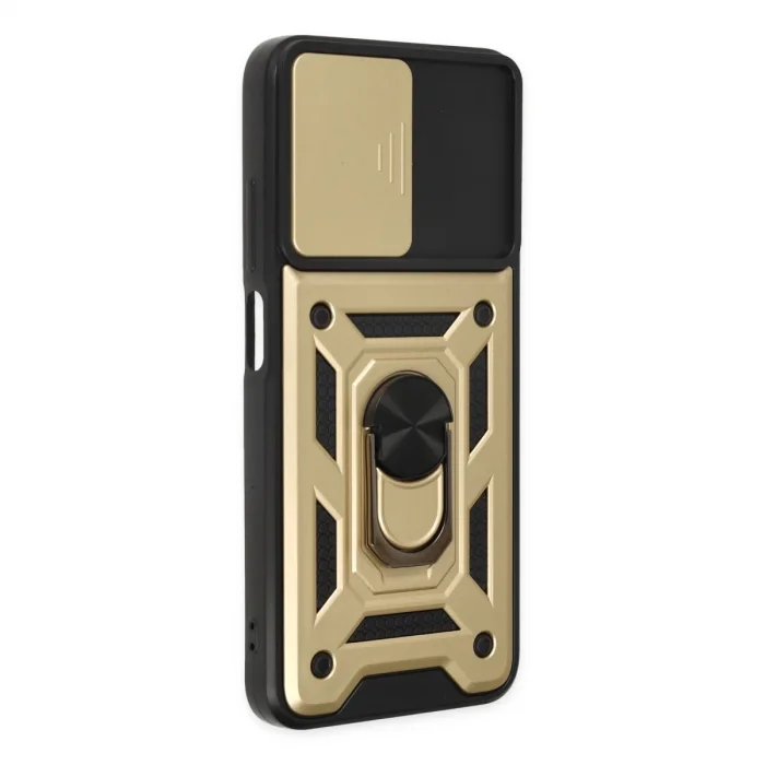 BUĞZ Xiaomi Poco M5 Kılıf Pars Lens Yüzüklü Silikon - Gold