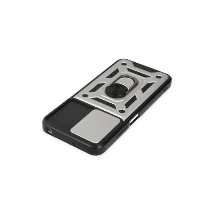 BUĞZ Xiaomi Poco M5 Kılıf Pars Lens Yüzüklü Silikon - Gümüş