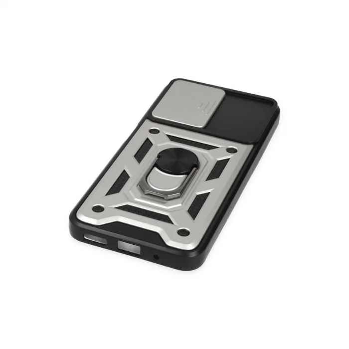 BUĞZ Xiaomi Poco M5 Kılıf Pars Lens Yüzüklü Silikon - Gümüş