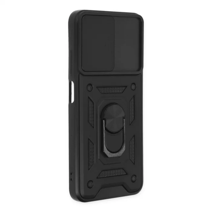 BUĞZ Xiaomi Poco M5 Kılıf Pars Lens Yüzüklü Silikon - Siyah