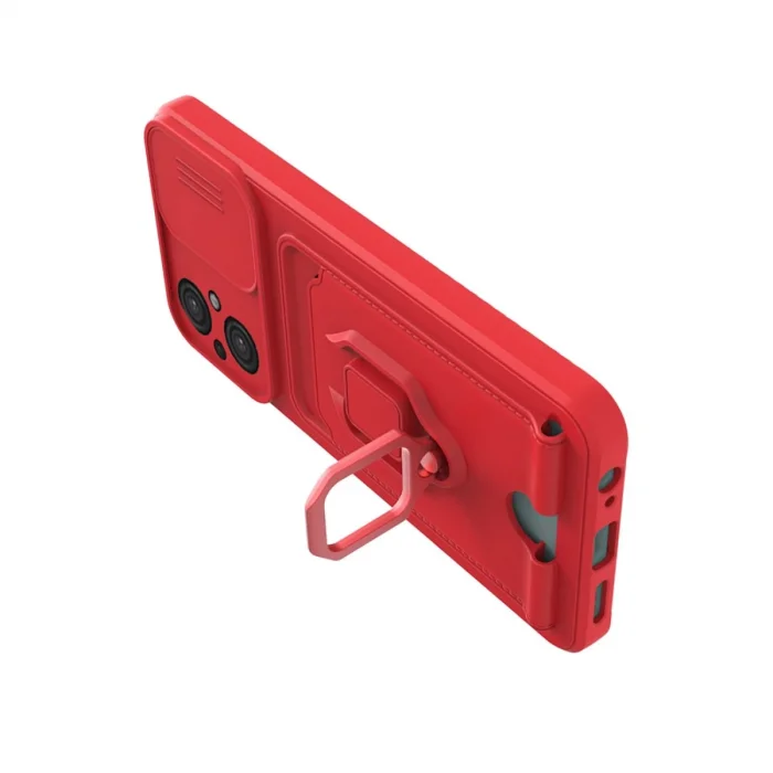 BUĞZ Xiaomi Poco M5 Kılıf Zuma Kartvizitli Yüzüklü Silikon - Kırmızı