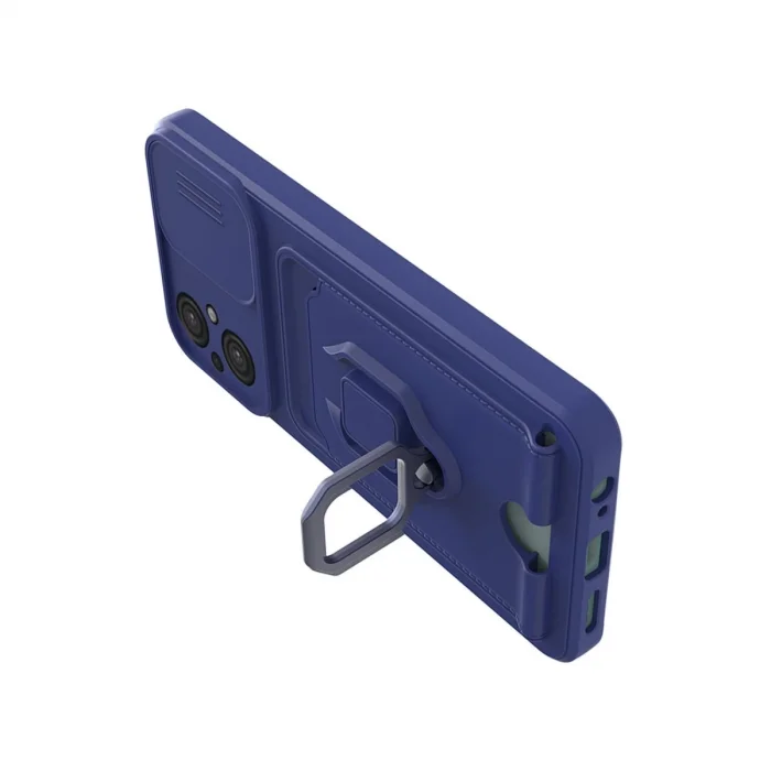 BUĞZ Xiaomi Poco M5 Kılıf Zuma Kartvizitli Yüzüklü Silikon - Lacivert