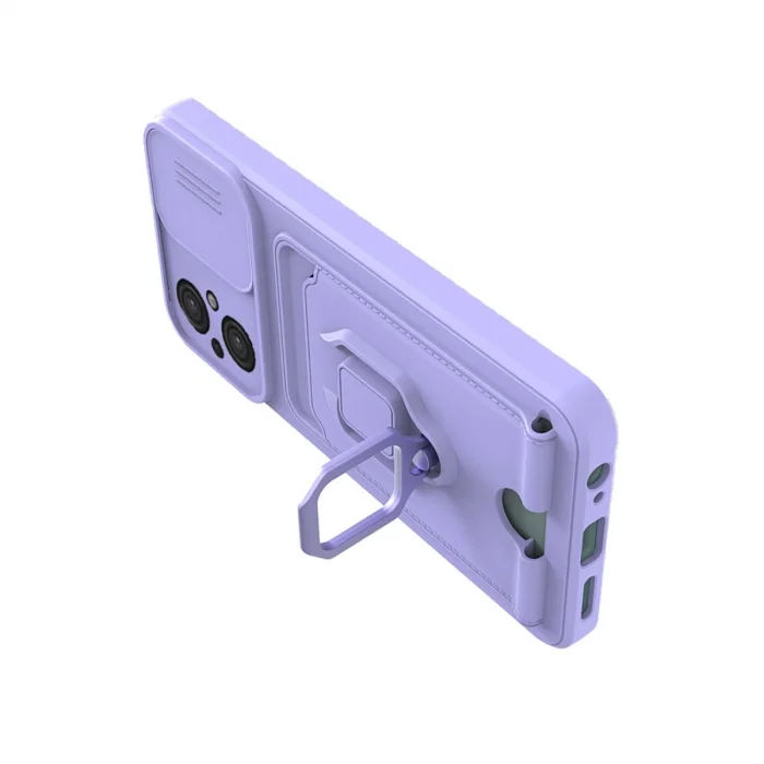 BUĞZ Xiaomi Poco M5 Kılıf Zuma Kartvizitli Yüzüklü Silikon - Lila