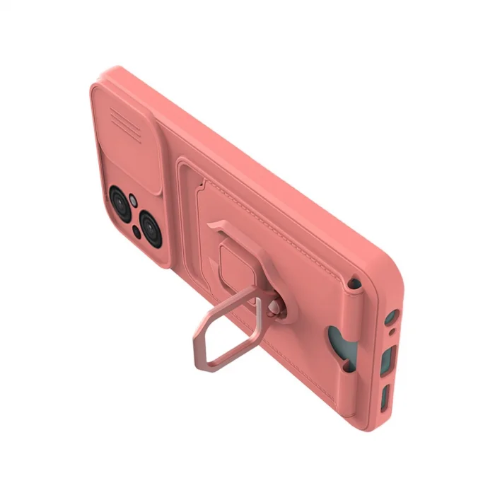 BUĞZ Xiaomi Poco M5 Kılıf Zuma Kartvizitli Yüzüklü Silikon - Pembe