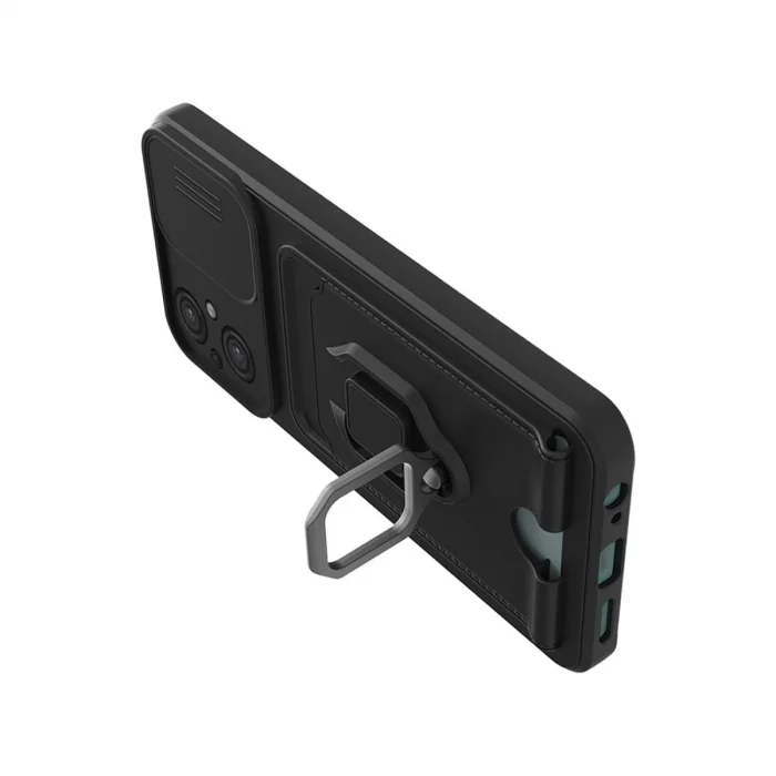 BUĞZ Xiaomi Poco M5 Kılıf Zuma Kartvizitli Yüzüklü Silikon - Siyah