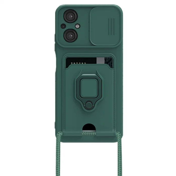 BUĞZ Xiaomi Poco M5 Kılıf Zuma Kartvizitli Yüzüklü Silikon - Yeşil