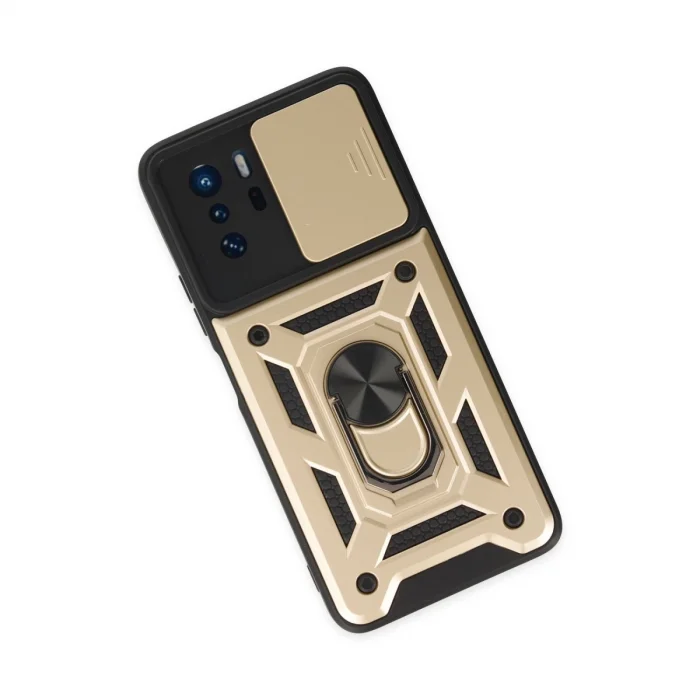 BUĞZ Xiaomi Poco X3 Gt Kılıf Pars Lens Yüzüklü Silikon - Gold