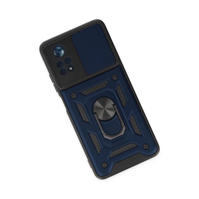 BUĞZ Xiaomi Poco X4 Pro 5g Kılıf Pars Lens Yüzüklü Silikon - Lacivert