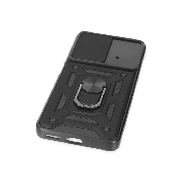 BUĞZ Xiaomi Poco X4 Pro 5g Kılıf Pars Lens Yüzüklü Silikon - Siyah