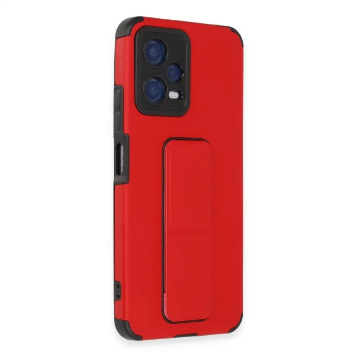 BUĞZ Xiaomi Poco X5 5g Kılıf Mega Standlı Silikon - Kırmızı