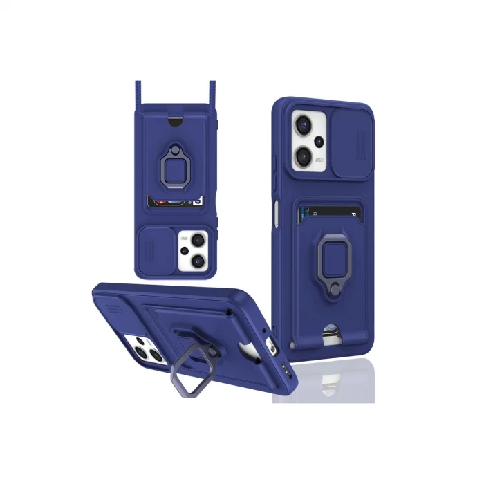 BUĞZ Xiaomi Poco X5 5g Kılıf Zuma Kartvizitli Yüzüklü Silikon - Lacivert