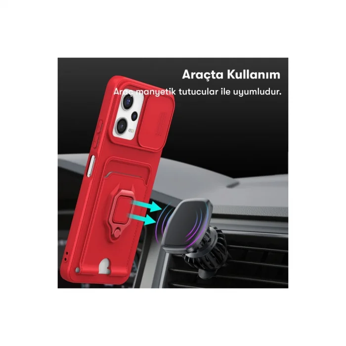 BUĞZ Xiaomi Poco X5 5g Kılıf Zuma Kartvizitli Yüzüklü Silikon - Lacivert