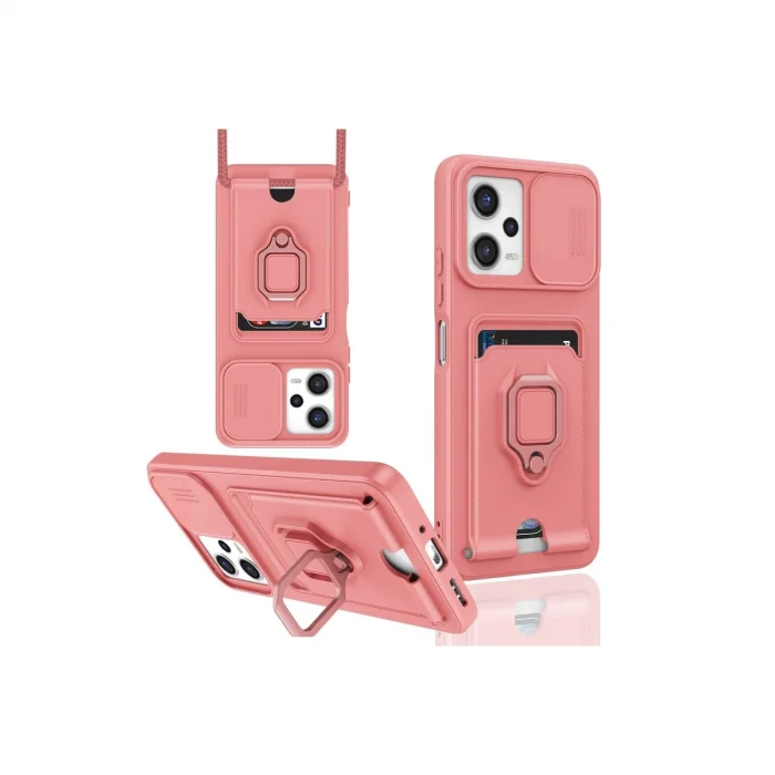 BUĞZ Xiaomi Poco X5 5g Kılıf Zuma Kartvizitli Yüzüklü Silikon - Pembe