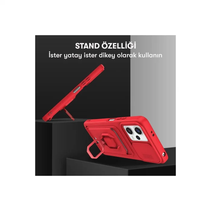 BUĞZ Xiaomi Poco X5 5g Kılıf Zuma Kartvizitli Yüzüklü Silikon - Siyah