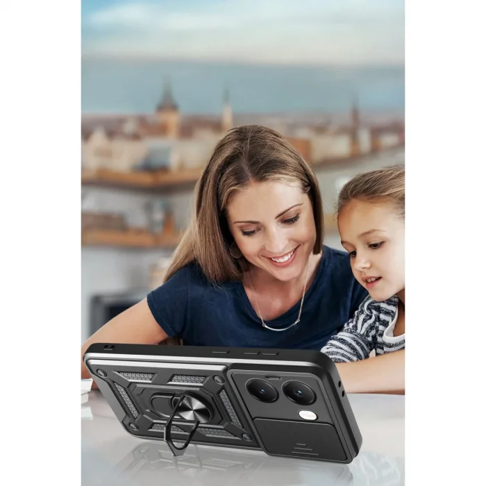 BUĞZ Xiaomi Poco X7 Pro Kılıf Pars Lens Yüzüklü Silikon - Siyah