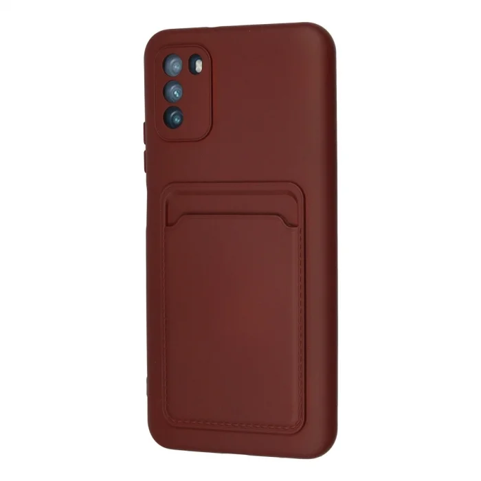 BUĞZ Xiaomi Pocophone M3 Kılıf Kelvin Kartvizitli Silikon - Bordo
