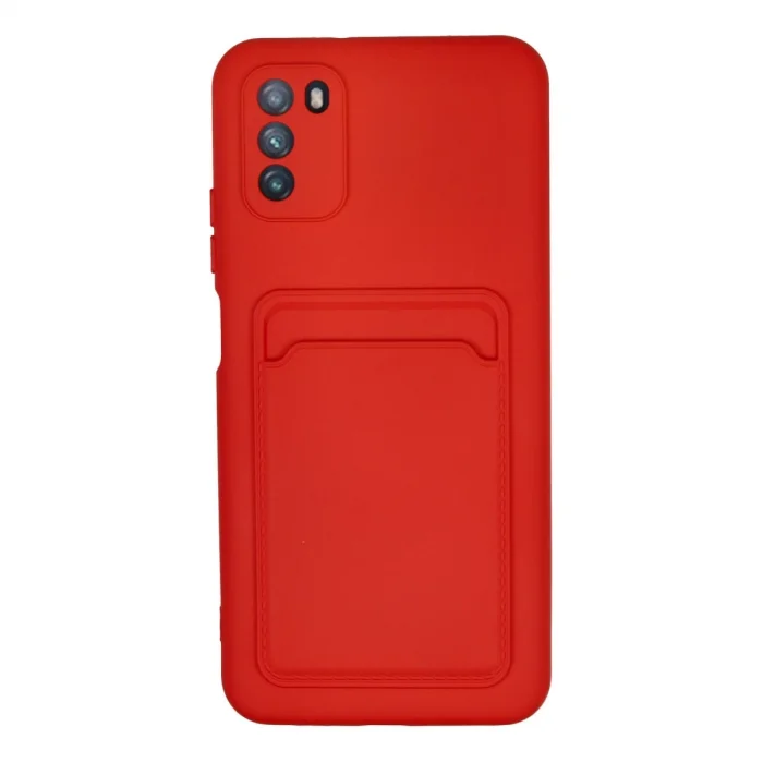 BUĞZ Xiaomi Pocophone M3 Kılıf Kelvin Kartvizitli Silikon - Kırmızı