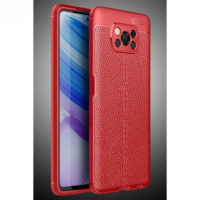 BUĞZ Xiaomi Pocophone X3 Kılıf Auto Focus Kapak - Kırmızı