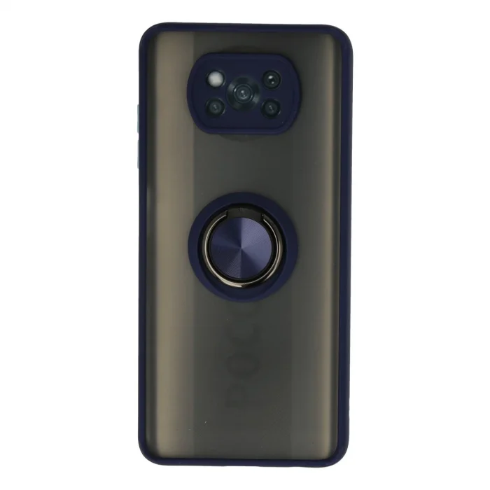 BUĞZ Xiaomi Pocophone X3 Kılıf Montreal Yüzüklü Silikon Kapak - Lacivert