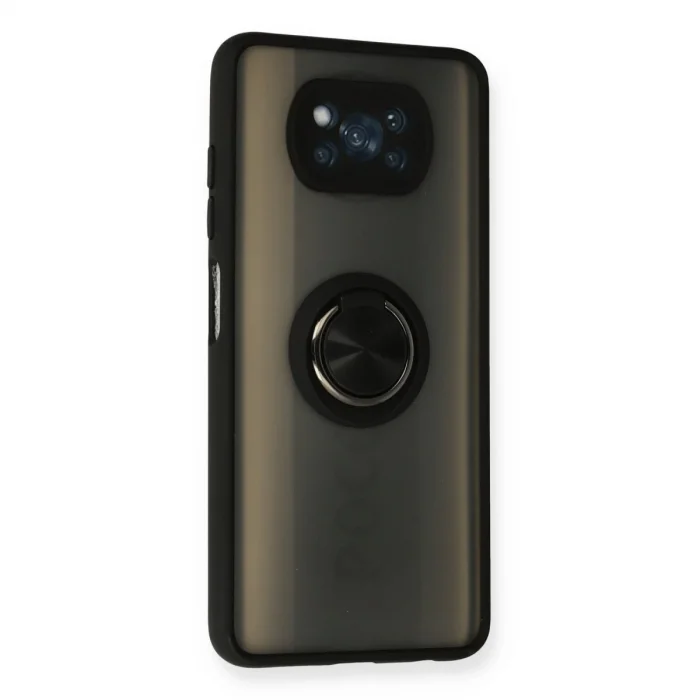 BUĞZ Xiaomi Pocophone X3 Kılıf Montreal Yüzüklü Silikon Kapak - Siyah