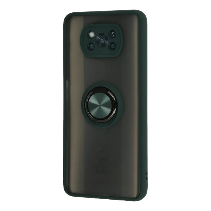 BUĞZ Xiaomi Pocophone X3 Kılıf Montreal Yüzüklü Silikon Kapak - Yeşil