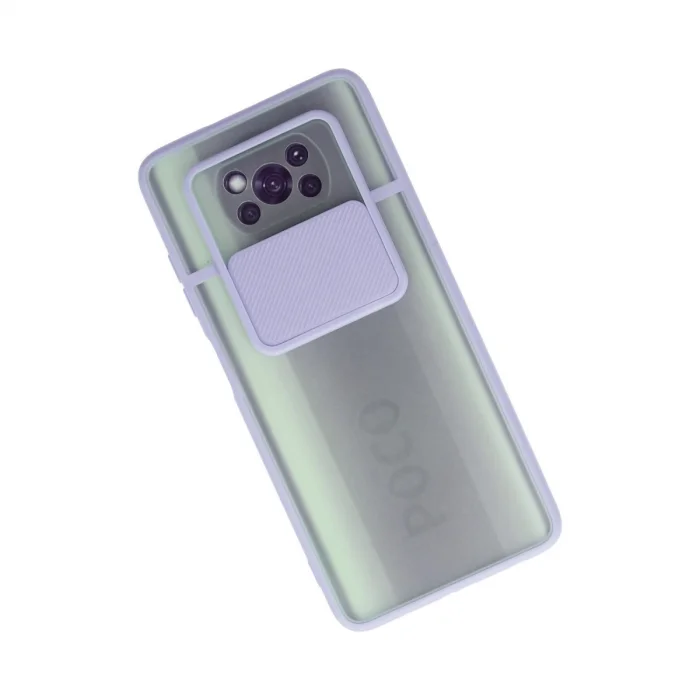 BUĞZ Xiaomi Pocophone X3 Kılıf Palm Buzlu Kamera Sürgülü Silikon - Lila