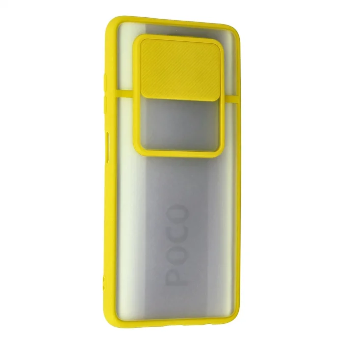 BUĞZ Xiaomi Pocophone X3 Kılıf Palm Buzlu Kamera Sürgülü Silikon - Sarı