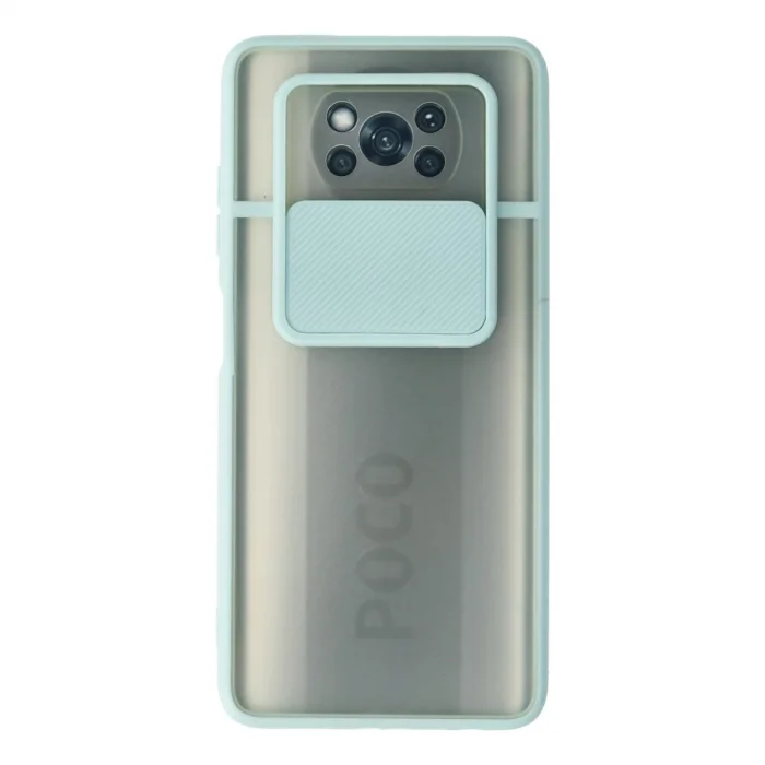 BUĞZ Xiaomi Pocophone X3 Kılıf Palm Buzlu Kamera Sürgülü Silikon - Turkuaz