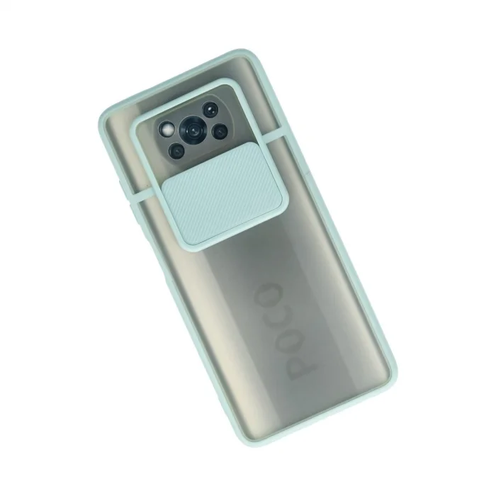 BUĞZ Xiaomi Pocophone X3 Kılıf Palm Buzlu Kamera Sürgülü Silikon - Turkuaz